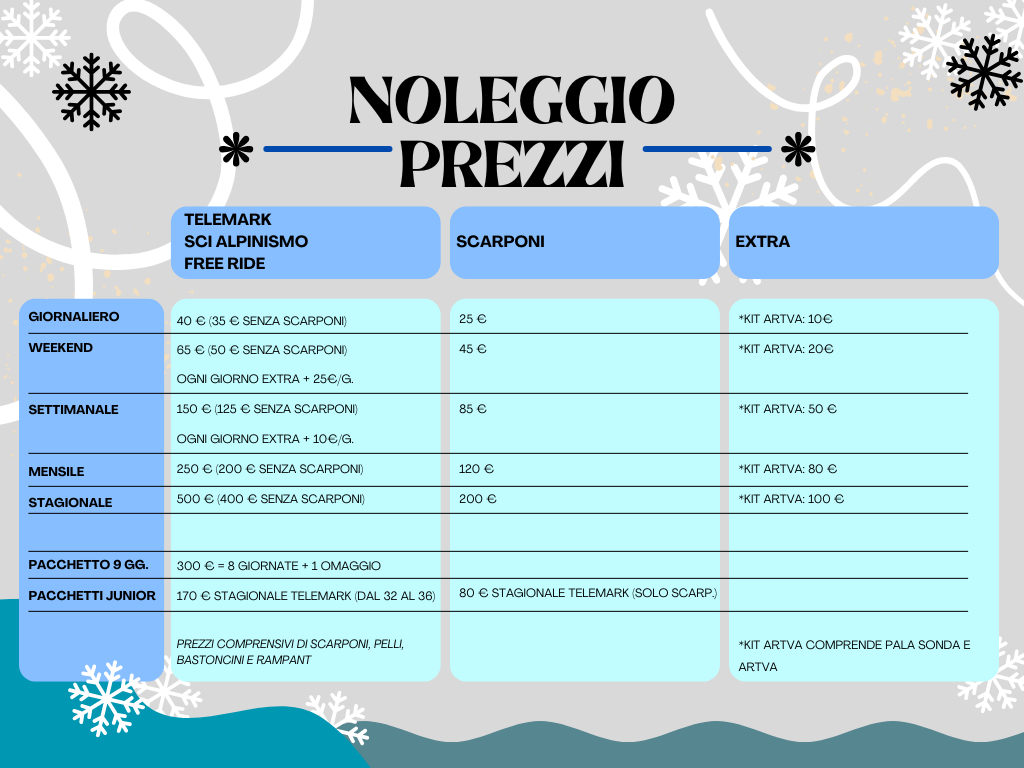 LISTINO PREZZI TELEMARK SKIALP FREERIDE